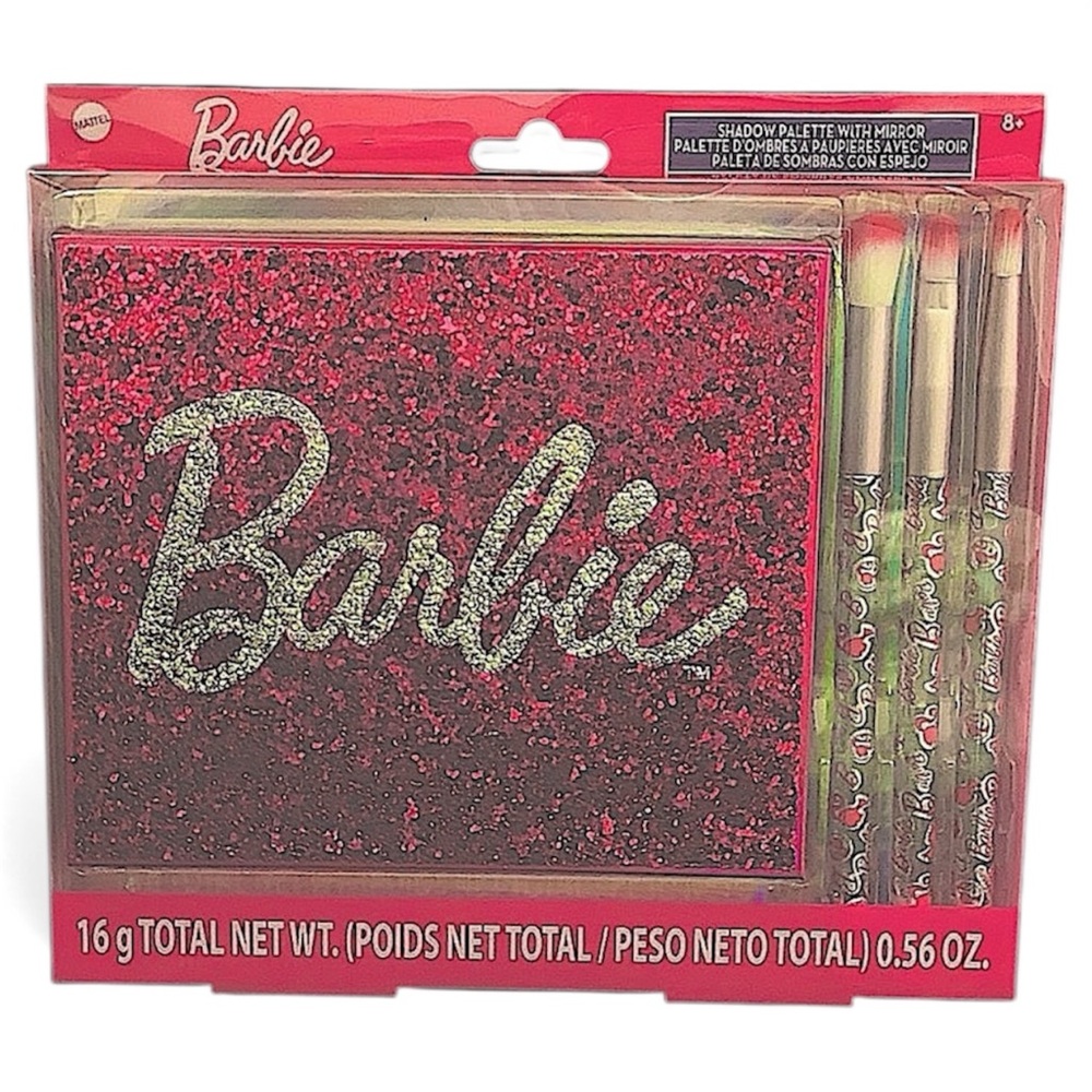 Barbie Beauty Set — Eyeshadow Palette, Makeup Brushes, and Mirror